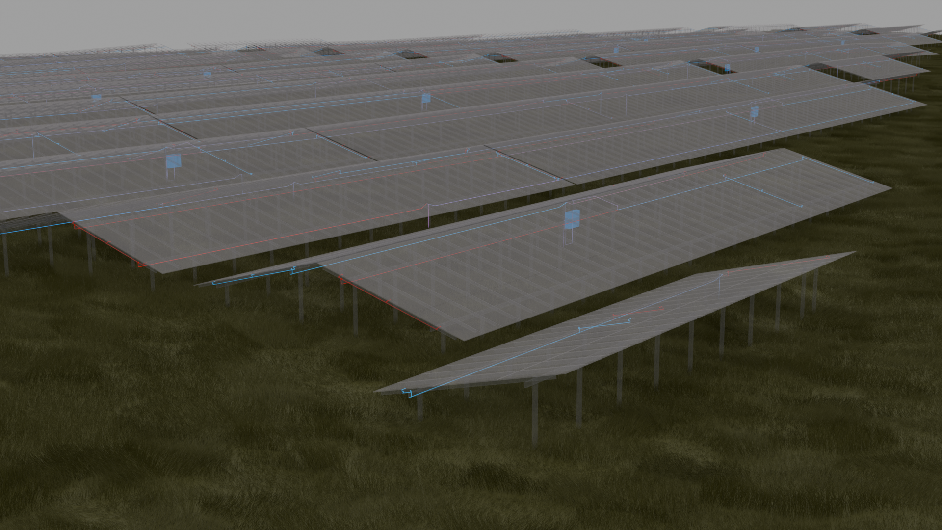3D Kabelführung PV-Anlage Detailansicht